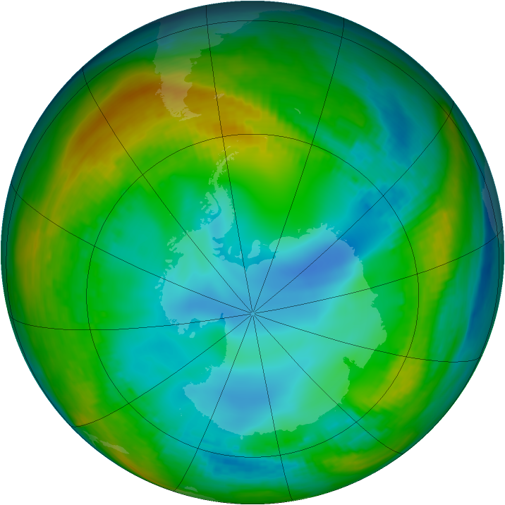Antarctic ozone map for 20 July 1982